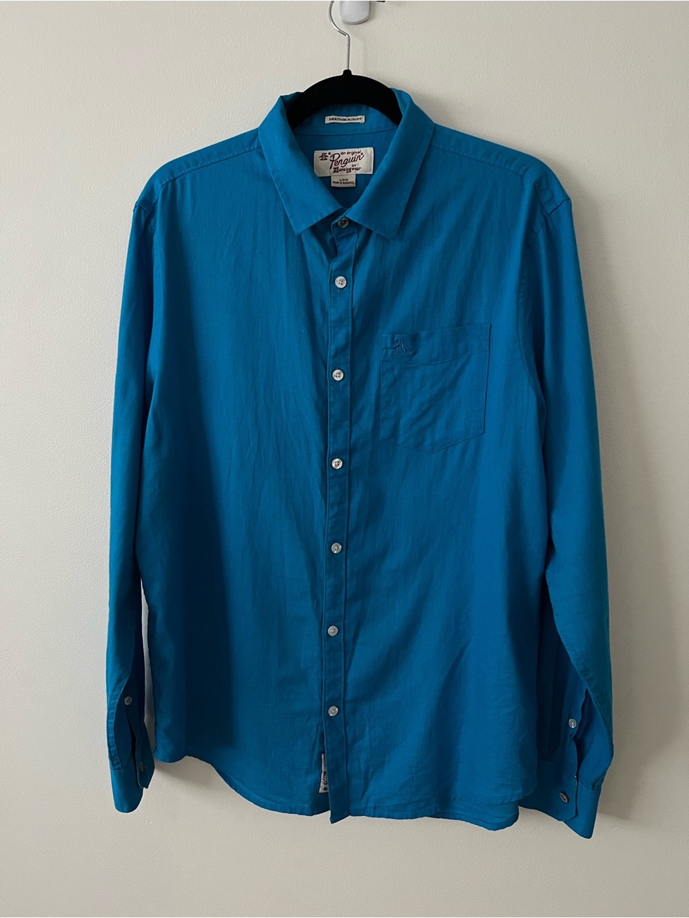 Original Penguin blue Button-Down Long Sleeve Shirt size large